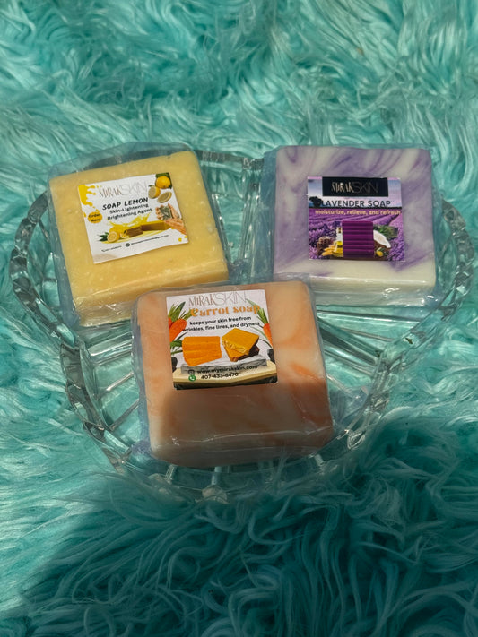 3 mix soap carrot, lavender, lemon